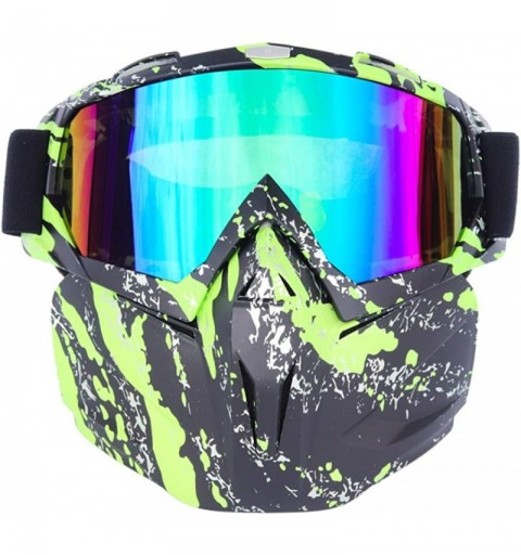 Goggle Men and Women Off-Road Motorcycle Goggles with Detachable Windproof - Green Black - C518Z3SERKN $27.21