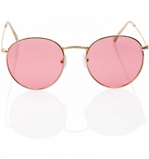 Round 90s Hipster Lightweight Round Color Transparent Lens UV 400 Sunglasses for Women Men Unisex - Pink - C618KR67RL3 $11.49