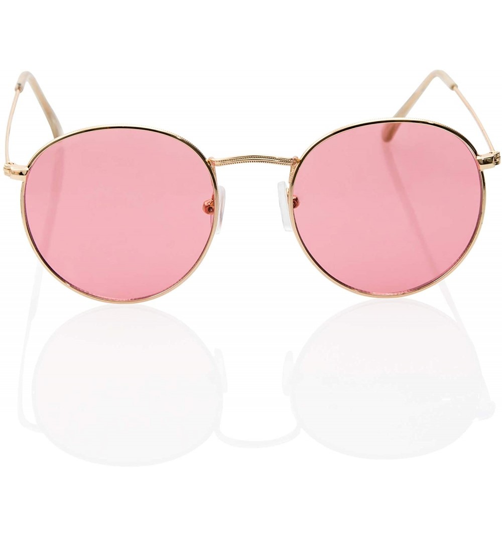 Round 90s Hipster Lightweight Round Color Transparent Lens UV 400 Sunglasses for Women Men Unisex - Pink - C618KR67RL3 $11.49