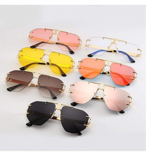 Square Oversized Rimless Sunglasses Women New Brand Design Vintage Square Sun Glasses Men Irregular Eyewear - Grey - C418S9TH...