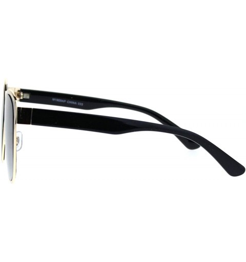Rectangular Womens Oversize Metal Rim Butterfly Designer Sunglasses - Gold Gradient Black - CE18QKNY686 $12.48