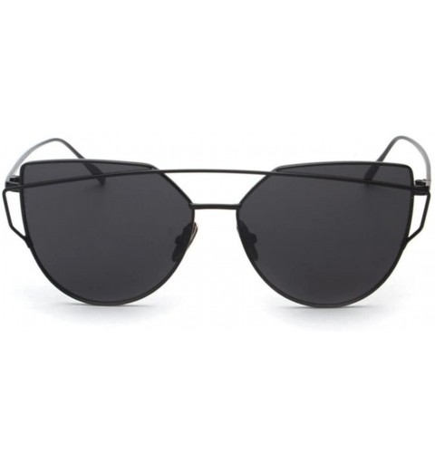 Rimless Sunglasses for Women Men - Fashion Twin-Beams Classic Women Metal Frame Mirror Sunglasses Cat Eye Glasses (Black) - C...
