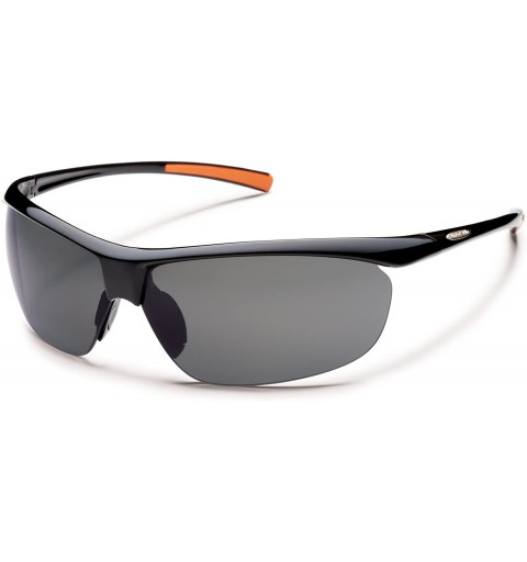 Semi-rimless Zephyr Polarized Sunglasses - Black/Grey - CY119Q19UXJ $37.29