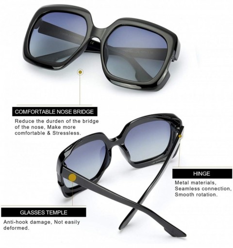 Round Square Oversized Polarized Sunglasses for Women UV Protection - Classic Vintage Large Fashion Frame Ladies Shades - CJ1...
