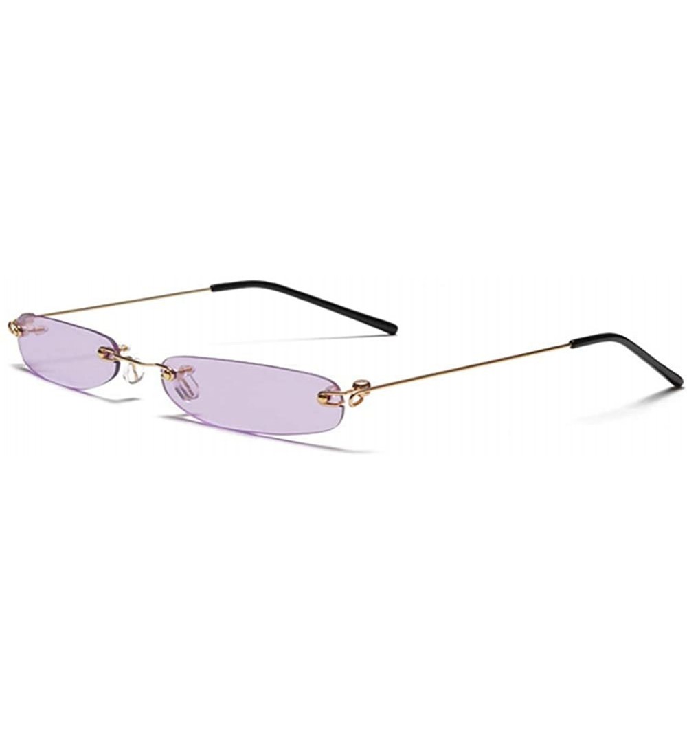 Rimless Retro Small Square Frameless Sunglasses for Women/Men Metal Legs UV400 - C2 - C119054TMD2 $6.24