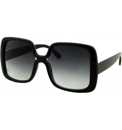 Square XL Retro Oversized Square Sunglasses for Women Large Big Frame Celebrity Glasses - Black - CX197CR2A9N $11.34