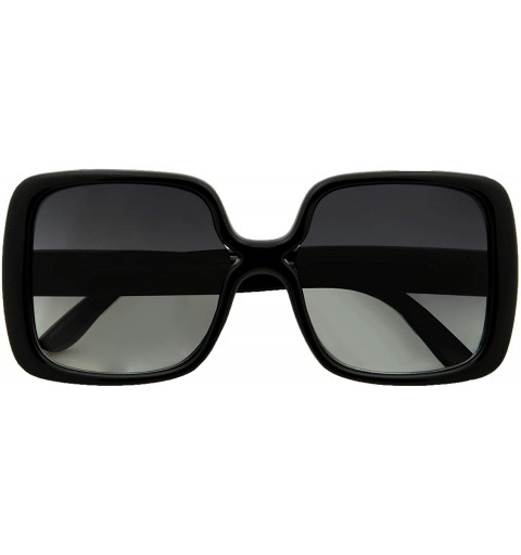 Square XL Retro Oversized Square Sunglasses for Women Large Big Frame Celebrity Glasses - Black - CX197CR2A9N $11.34