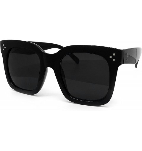 Oversized 7226 Premium Oversize XXL Women Men Mirror Havana Tilda Shadow Style Fashion Sunglasses - Solid Black - CE18YW9LWH4...