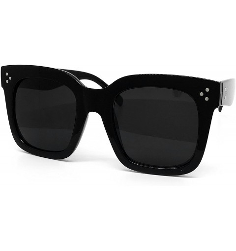 Oversized 7226 Premium Oversize XXL Women Men Mirror Havana Tilda Shadow Style Fashion Sunglasses - Solid Black - CE18YW9LWH4...