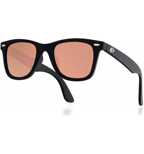 Rectangular Italy Made HD Corning Glass Lens Sunglasses Polarized Unisex - Black Rubber/Copper Mirrored - CD194YETGQU $32.68