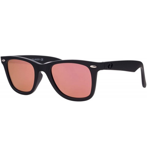 Rectangular Italy Made HD Corning Glass Lens Sunglasses Polarized Unisex - Black Rubber/Copper Mirrored - CD194YETGQU $32.68