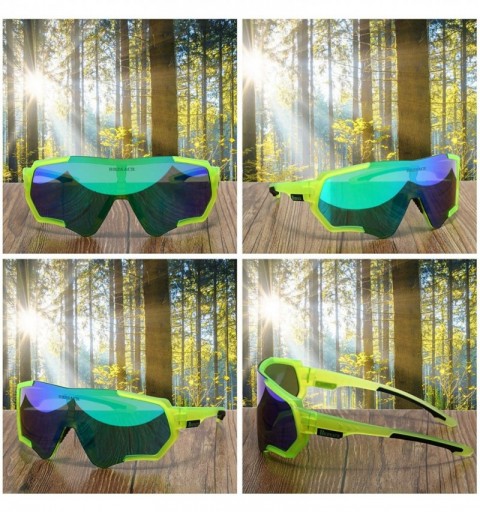 Sport Polarized Sports Sunglasses Driving Glasses Shades for Men Women Unbreakable Frame for Cycling Baseball - Green - CC18Y...