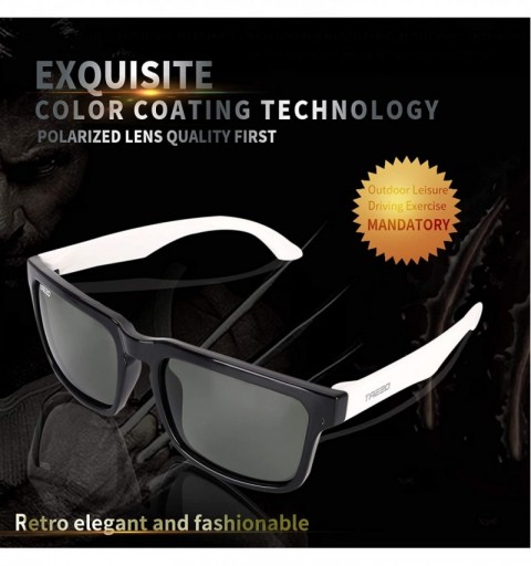 Square Polarized Classic Glasses Sunglasses Protective - Black and White Double Color - CF18RYO6TU0 $17.16