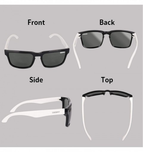 Square Polarized Classic Glasses Sunglasses Protective - Black and White Double Color - CF18RYO6TU0 $17.16