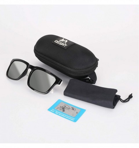 Square Polarized Classic Glasses Sunglasses Protective - Black and White Double Color - CF18RYO6TU0 $17.16