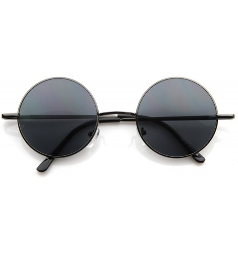 Round Lennon Style Round Circle Metal Sunglasses w/Color Lens Tint (Gunmetal Smoke) - C4119YAGZFR $11.89