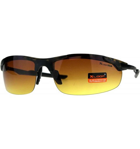 Semi-rimless Xloop HD Lens Sunglasses High Definition Mens Half Rim Wrap Around - Matte Tortoise - CM18E63NASW $7.99