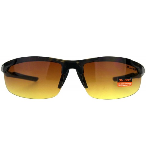 Semi-rimless Xloop HD Lens Sunglasses High Definition Mens Half Rim Wrap Around - Matte Tortoise - CM18E63NASW $7.99