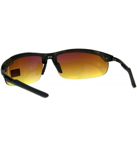 Semi-rimless Xloop HD Lens Sunglasses High Definition Mens Half Rim Wrap Around - Matte Tortoise - CM18E63NASW $7.99