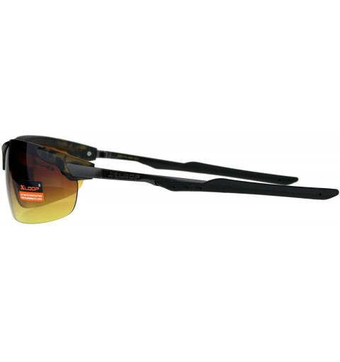 Semi-rimless Xloop HD Lens Sunglasses High Definition Mens Half Rim Wrap Around - Matte Tortoise - CM18E63NASW $7.99