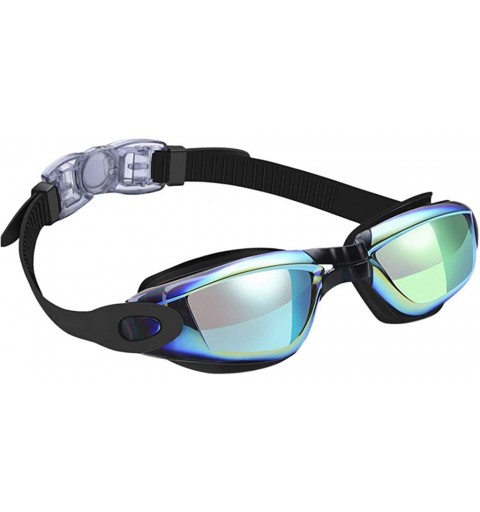 Aviator Unisex Swimming Goggles Glasses- Colorful HD Waterproof Anti-Fog Full Frame Goggles - Black - CT196LA0DKE $10.46