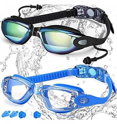 Aviator Unisex Swimming Goggles Glasses- Colorful HD Waterproof Anti-Fog Full Frame Goggles - Black - CT196LA0DKE $10.46