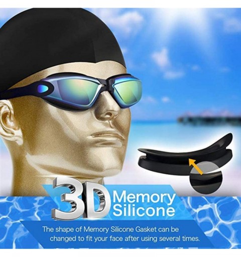 Aviator Unisex Swimming Goggles Glasses- Colorful HD Waterproof Anti-Fog Full Frame Goggles - Black - CT196LA0DKE $10.46