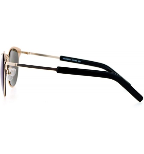 Wayfarer Futuristic Metal Horn Rim Hipster Horned Sunglasses - Gold Blue - C112CJL0X51 $13.02