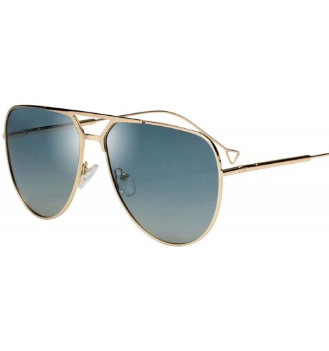 Aviator Classic Aviator Double Beam Polarized UV Protection Metal Sunglasses for Men and Women 1964 - Gradient Blue - C818R58...