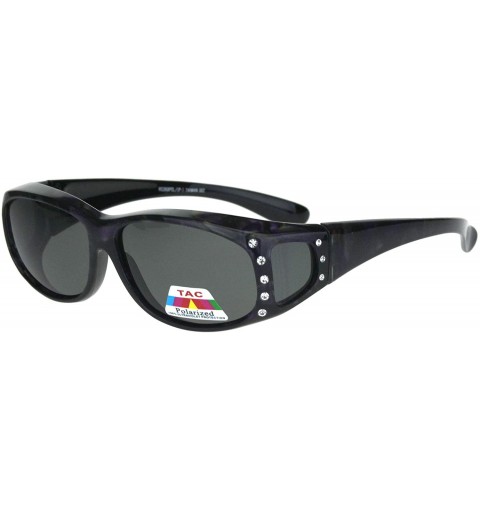 Rectangular Polarized Rhinestone Geo Pattern 55mm Rectangular Plastic Fit Over Sunglasses - Purple - C718IR5D6T4 $31.18
