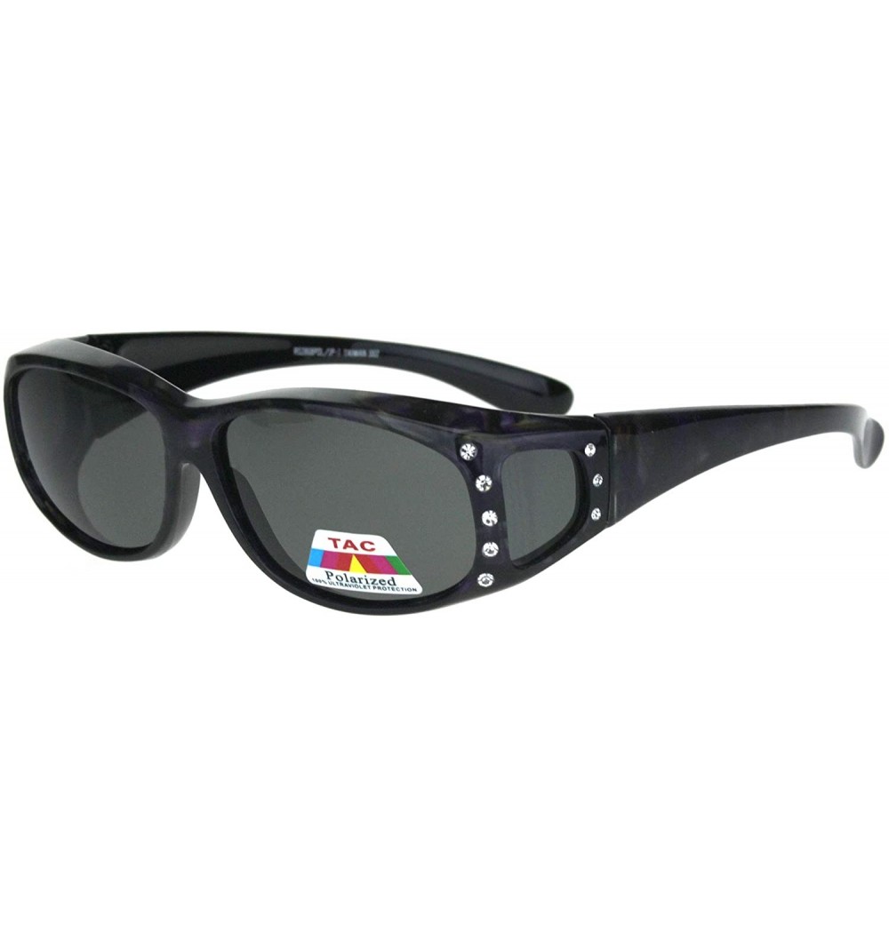 Rectangular Polarized Rhinestone Geo Pattern 55mm Rectangular Plastic Fit Over Sunglasses - Purple - C718IR5D6T4 $15.23