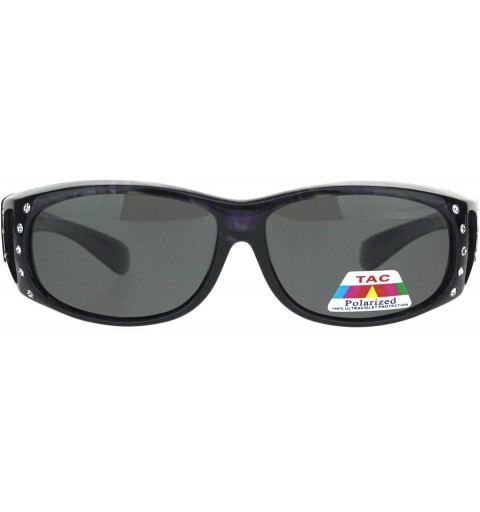 Rectangular Polarized Rhinestone Geo Pattern 55mm Rectangular Plastic Fit Over Sunglasses - Purple - C718IR5D6T4 $15.23