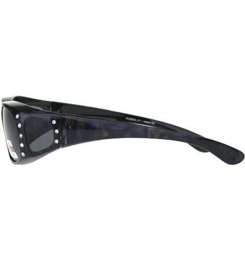 Rectangular Polarized Rhinestone Geo Pattern 55mm Rectangular Plastic Fit Over Sunglasses - Purple - C718IR5D6T4 $15.23