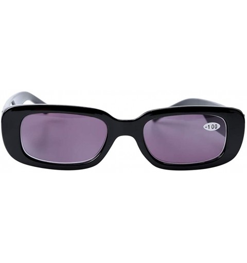 Rectangular Womens Anti-Blue Blocker Light Rectangle Reading Glasses - Black Frame/Gray Lenses - CF18Z0NUS39 $8.07
