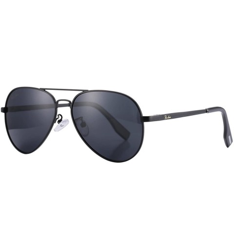 Aviator Small Polarized Aviator Sunglasses for Adult Small Face and Junior-52mm - Black Frame/Black Lens - CF193S30HUK $22.68