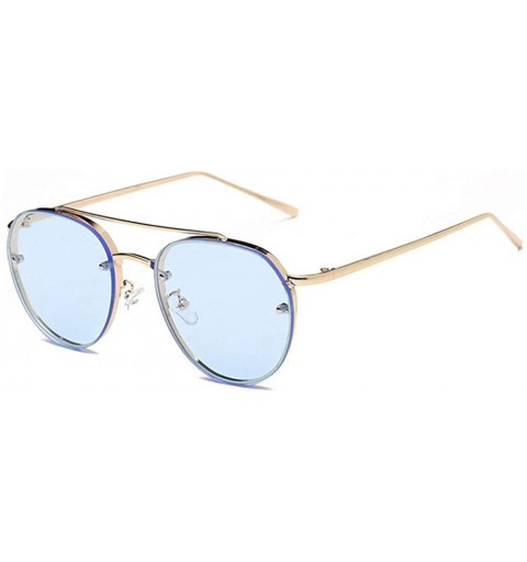Oval Sunglasses Vintage Oversized Glasses Eyewear - Blue - CL18QTGN6HW $6.87
