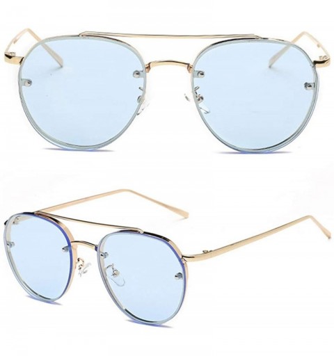 Oval Sunglasses Vintage Oversized Glasses Eyewear - Blue - CL18QTGN6HW $6.87