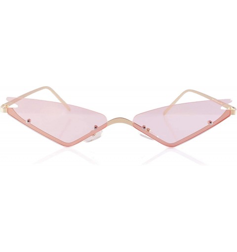 Rimless Triangle Wing Edge Rimless Slim Cat-Eye Sunglasses A294 - Pink - C518Z4WSQEZ $13.47