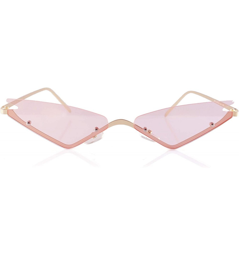 Rimless Triangle Wing Edge Rimless Slim Cat-Eye Sunglasses A294 - Pink - C518Z4WSQEZ $13.47