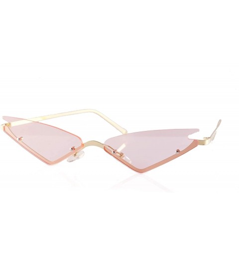 Rimless Triangle Wing Edge Rimless Slim Cat-Eye Sunglasses A294 - Pink - C518Z4WSQEZ $13.47