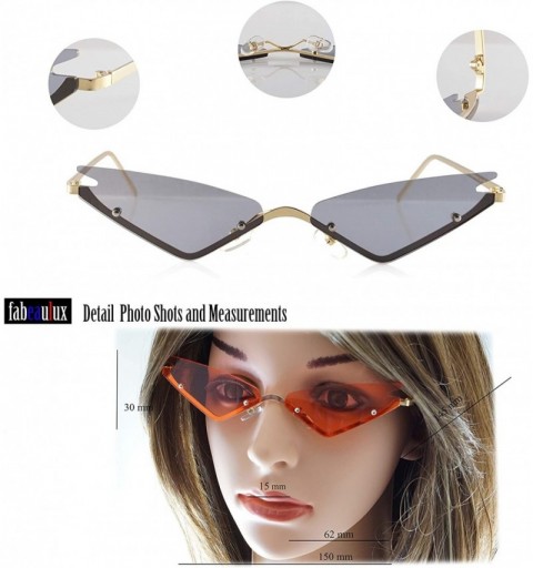 Rimless Triangle Wing Edge Rimless Slim Cat-Eye Sunglasses A294 - Pink - C518Z4WSQEZ $13.47