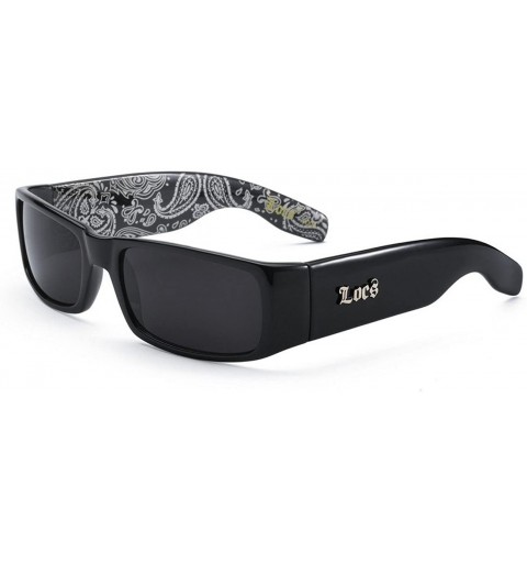 Wrap 5Zero1 Mens Fashion Hardcore Gangster Cool Shades Bandana Print Two Tone Sunglasses - Black White - CY11Z086M33 $9.49