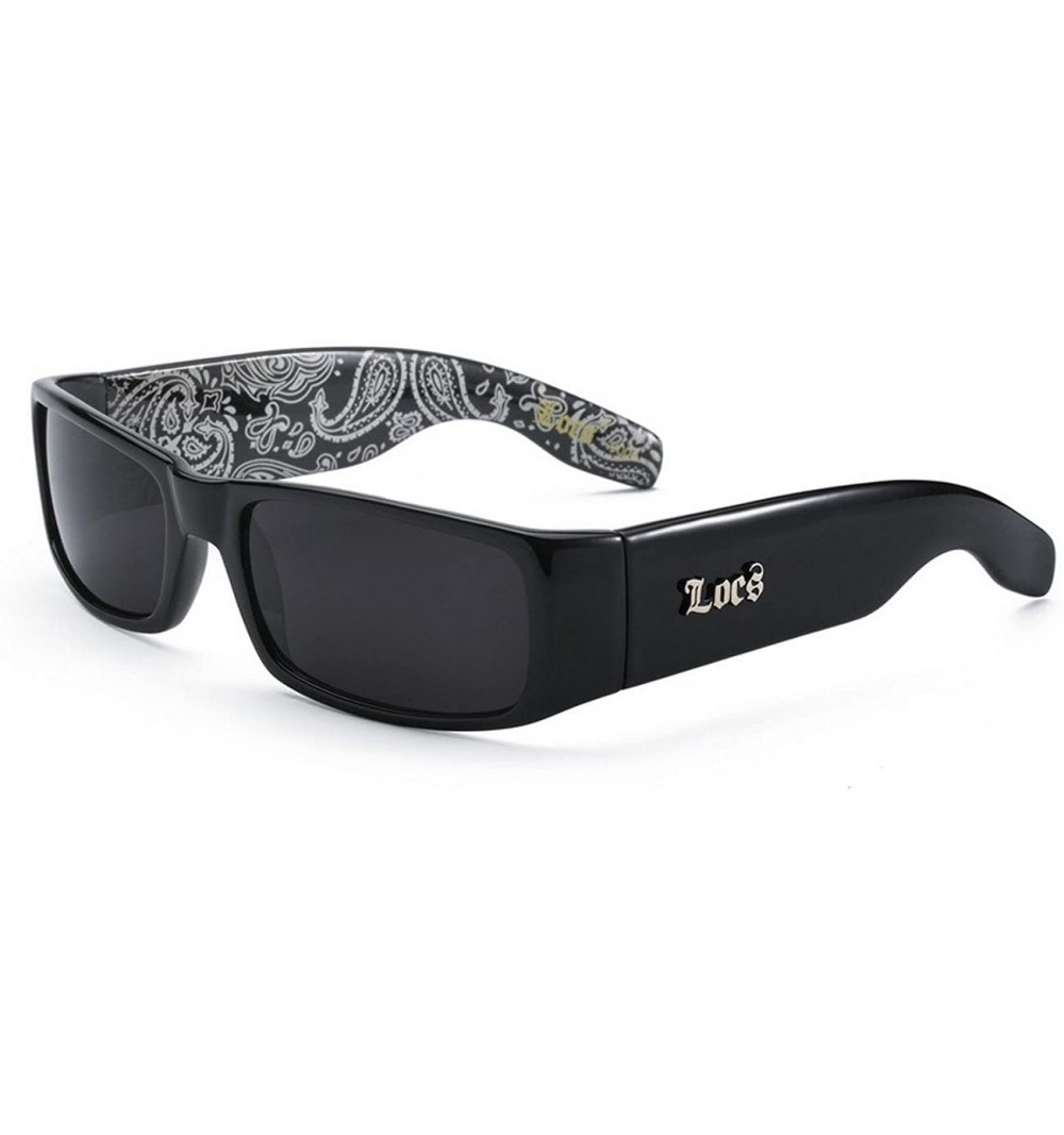 Wrap 5Zero1 Mens Fashion Hardcore Gangster Cool Shades Bandana Print Two Tone Sunglasses - Black White - CY11Z086M33 $9.49