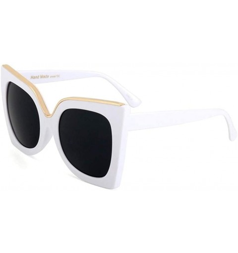 Goggle Acetate Frame Gradient Lens Sunglasses for Women Goggles UV400 - C1 White Gray - CG198KHT7S4 $12.36