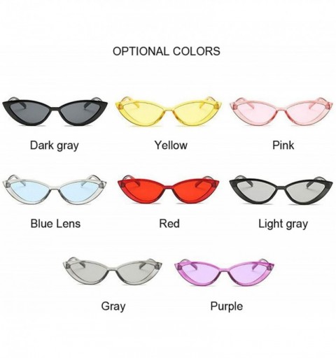 Round Cute Sexy Retro Cat Eye Sunglasses Women Small Transparent Triangle Vintage Cheap Sun Glasses Red Uv400 - Yellow - CI19...