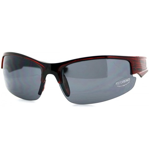 Wrap Sports Half Rim Sunglasses Mens Fashion Plastic Wrap Around Frame - Red - C7125UHVPPD $21.61