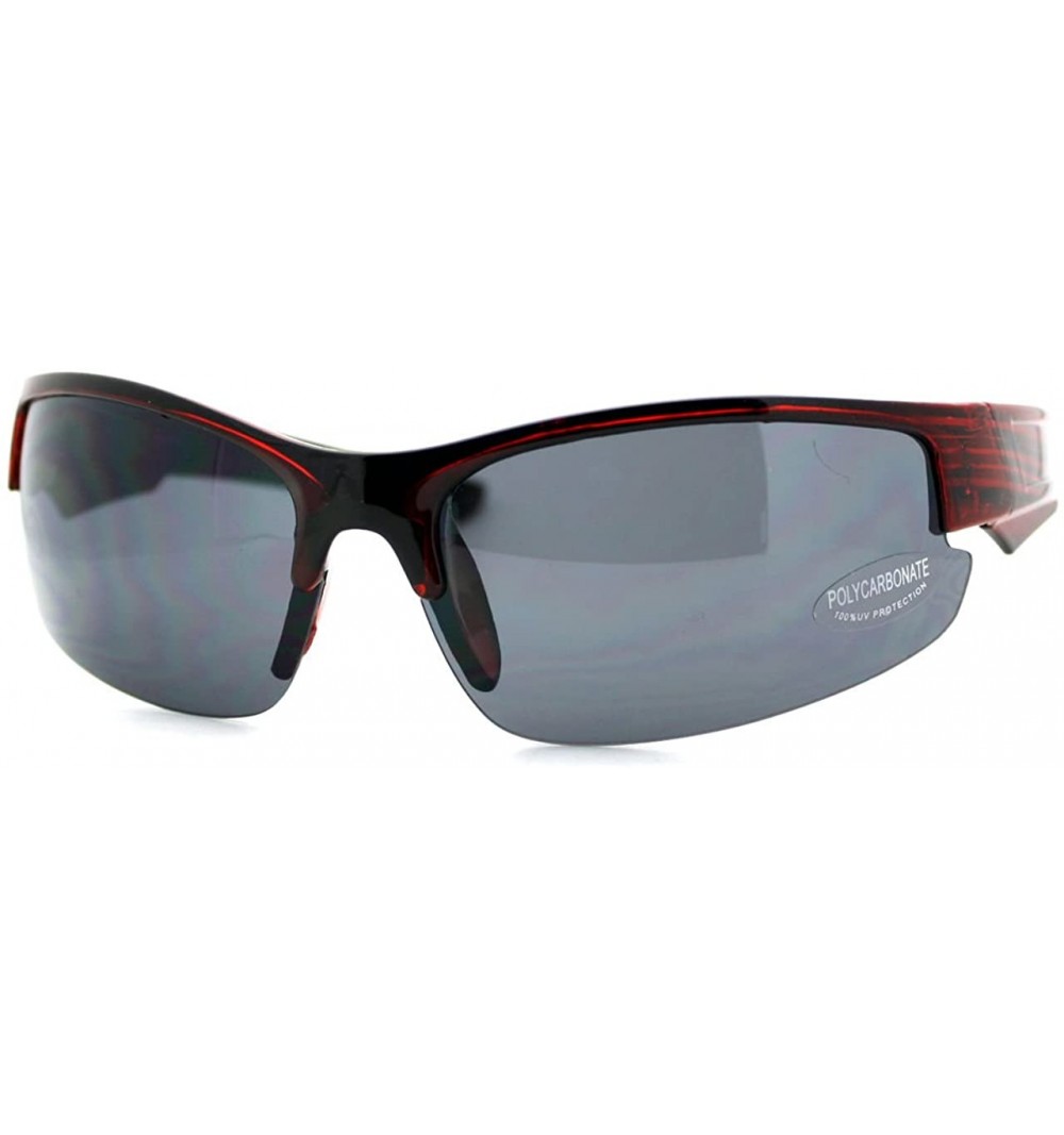 Wrap Sports Half Rim Sunglasses Mens Fashion Plastic Wrap Around Frame - Red - C7125UHVPPD $10.93