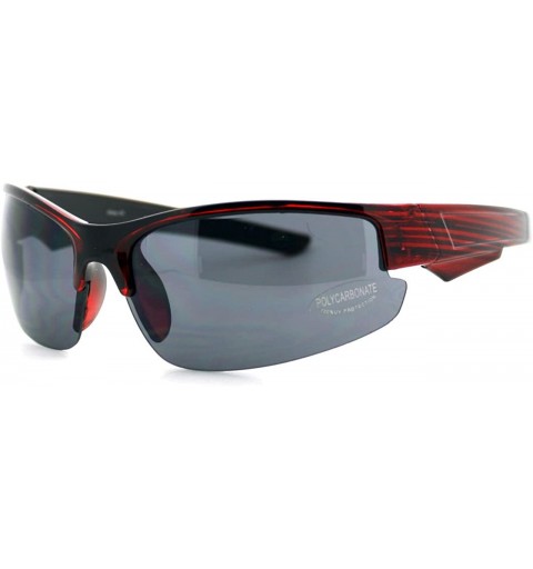 Wrap Sports Half Rim Sunglasses Mens Fashion Plastic Wrap Around Frame - Red - C7125UHVPPD $10.93