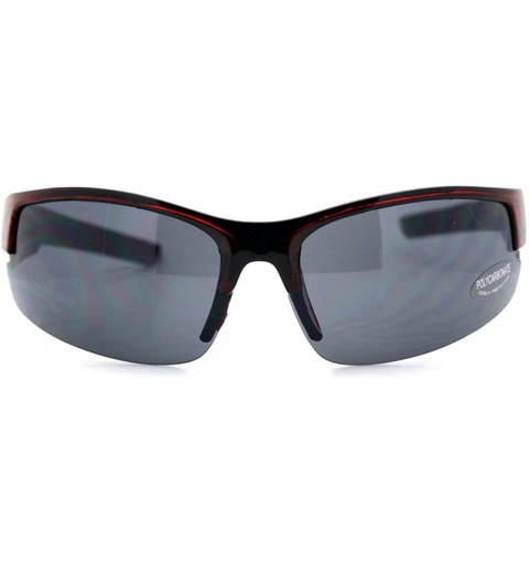 Wrap Sports Half Rim Sunglasses Mens Fashion Plastic Wrap Around Frame - Red - C7125UHVPPD $10.93