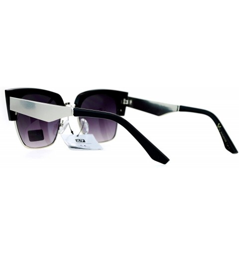 Cat Eye VG Eyewear Squared Futuristic Cat Eye Half Rim Sunglasses - Black Smoke - CJ12MYKI1ZK $15.41